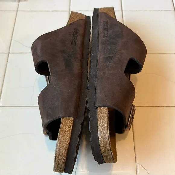New Birkenstock Arizona Oiled Leather Brown Sandals Size 10 - Picture 3 of 12